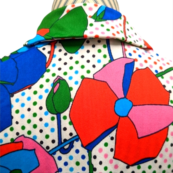 60s 70s Hand Made Vintage Flower Mini Dress - Picture 6 of 9